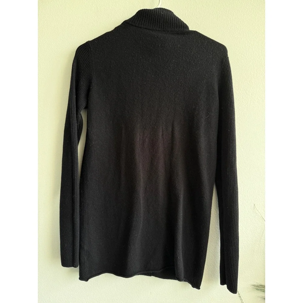 Tory Burch Black Wool Cashmere Quarter Zip Mock Neck Sweater Womens Size‎ M